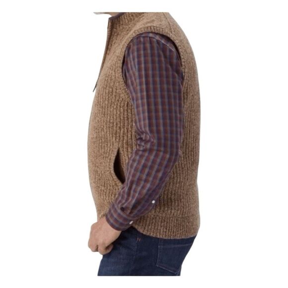 Duluth Trading Co. Shetland Wool Windproof Full-Zip Sweater Vest Heather Brown K - Picture 2 of 9